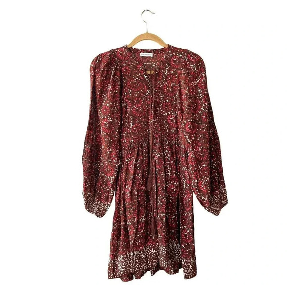 Ulla Johnson Asimar Dress in Henna Size 2 Long Sleeve Cotton Lace Up - Picture 3 of 6